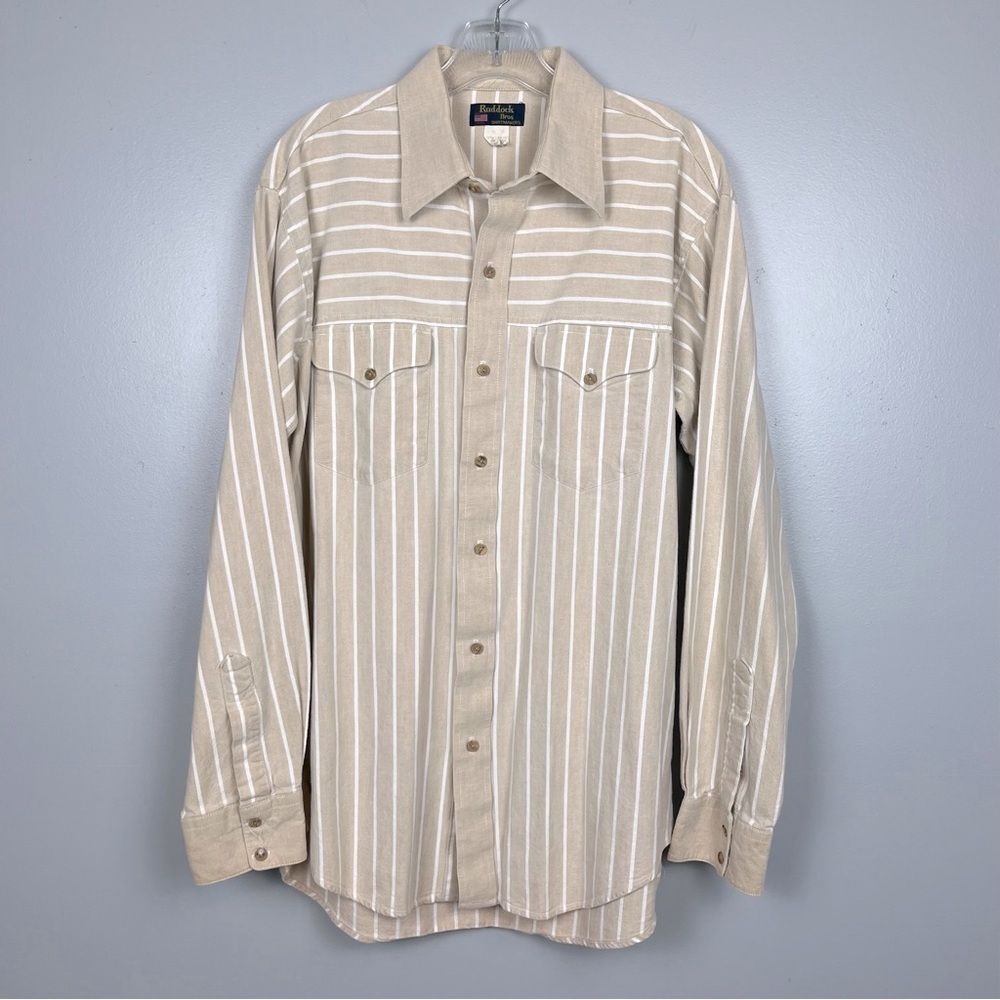 Vintage Ruddock Bros. Shirtmakers western striped 100% cotton button shirt, 16.